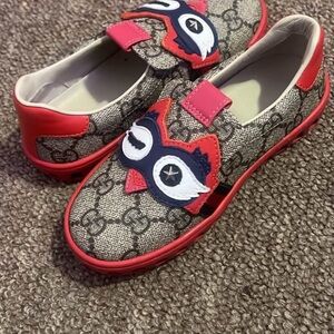 Gucci Red and Gray Sneakers with Whimsical Details